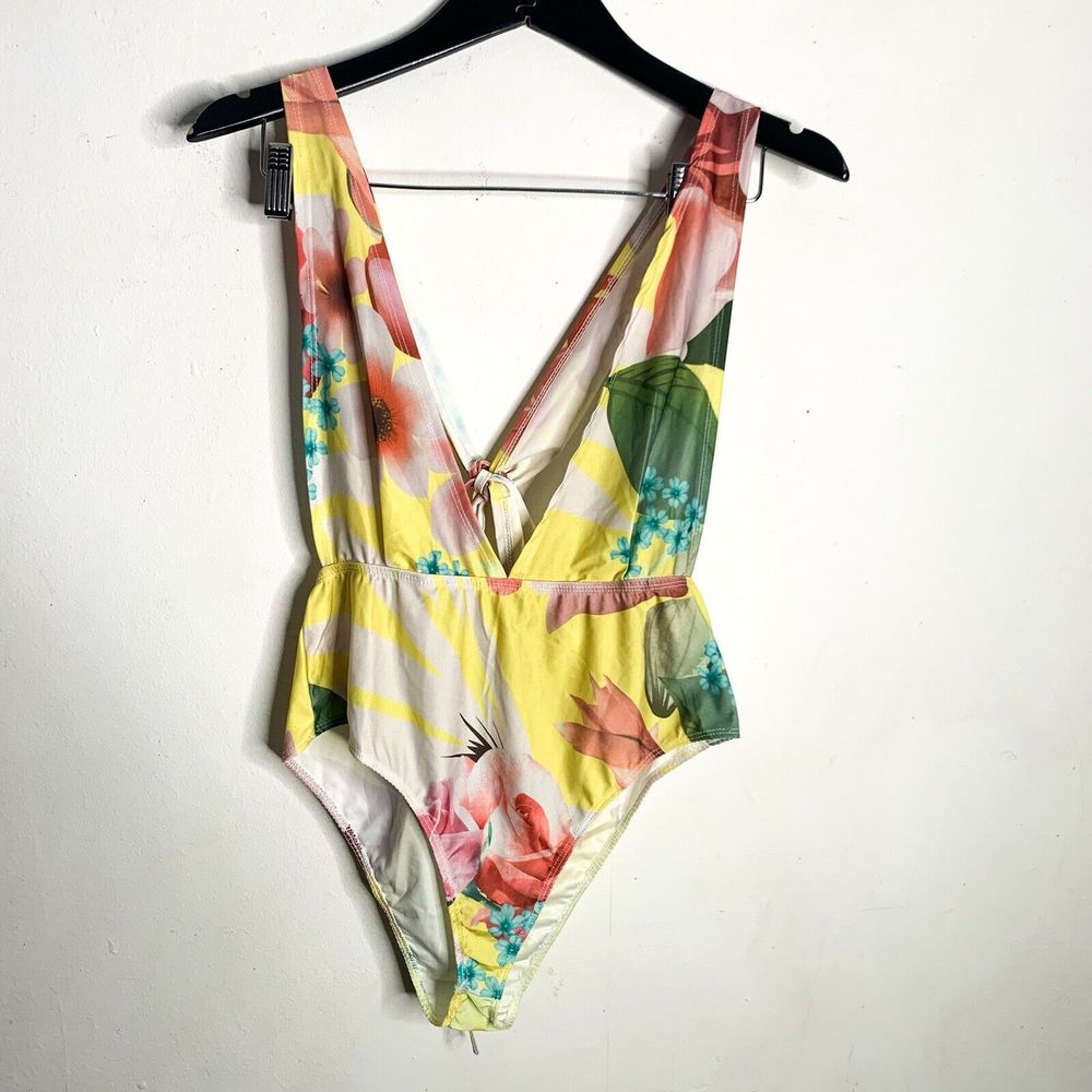 Deep V Sexy Bathing Suit One Piece Swim Floral